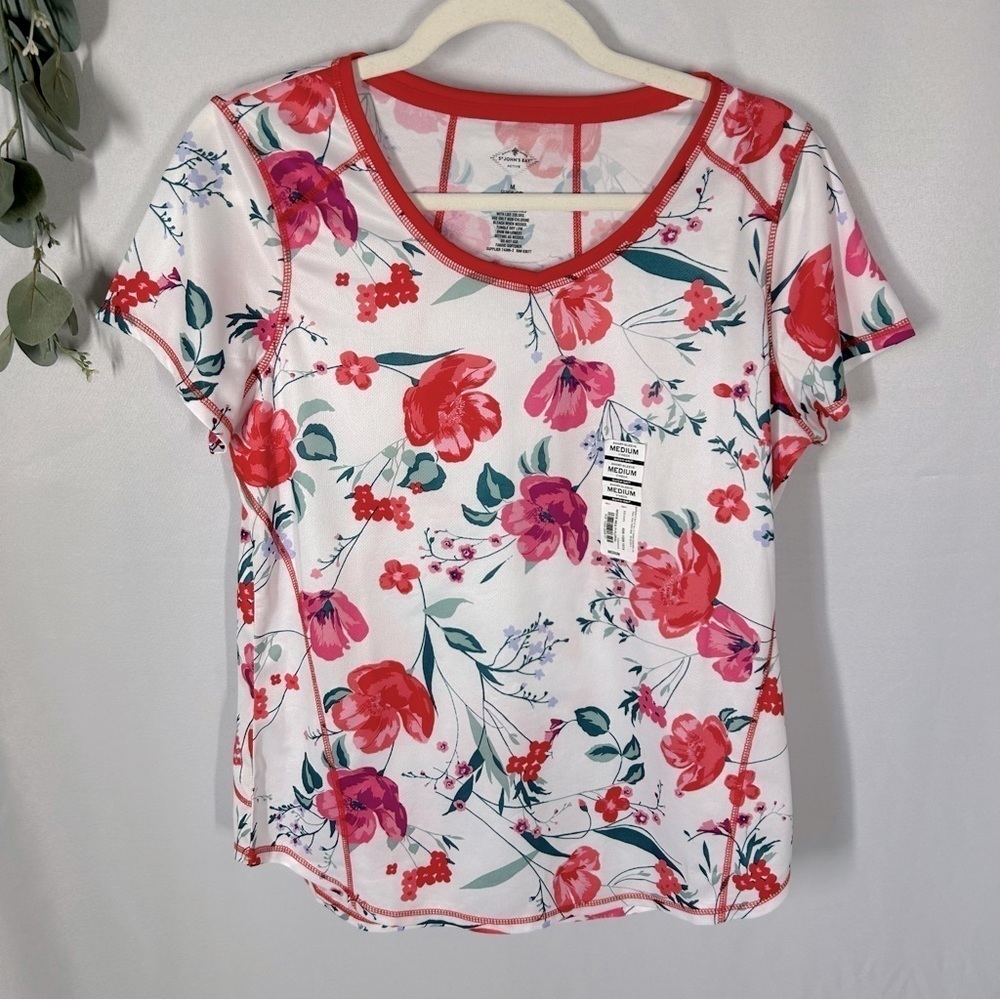 NWT St John Bay | Quick-Dri Active Short Sleeve Floral Top Size Medium